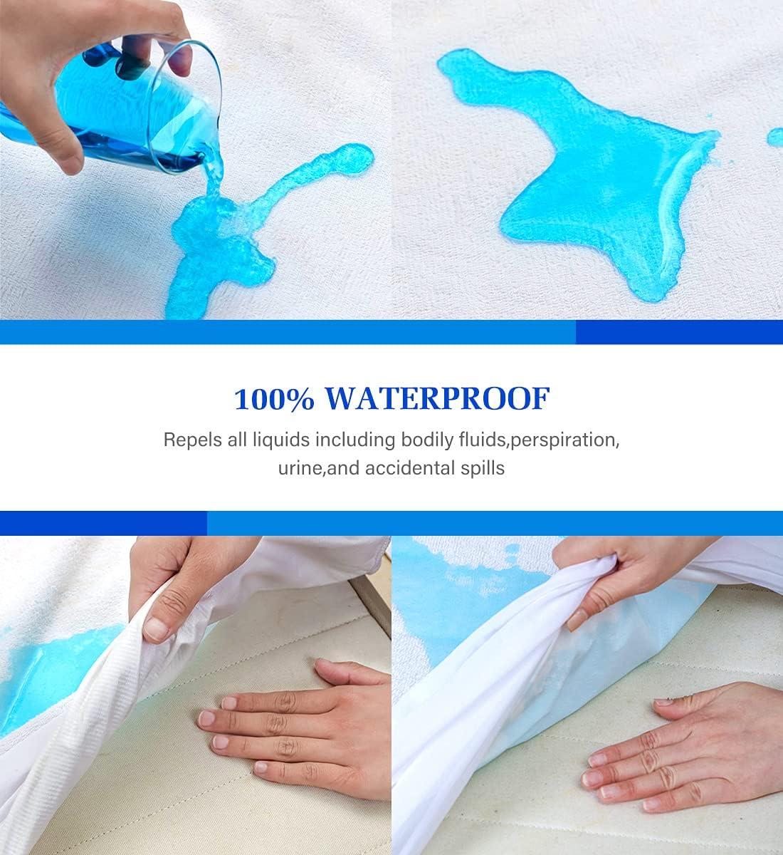 Twin Mattress Protector Waterproof Mattress Topper Cover Super Noiseless Soft & Breathable for Kids Bed Cover,Terry Twin Mattress Pad for Kids Pets Adults Fitted Bed Sheets Twin 39"x75"
