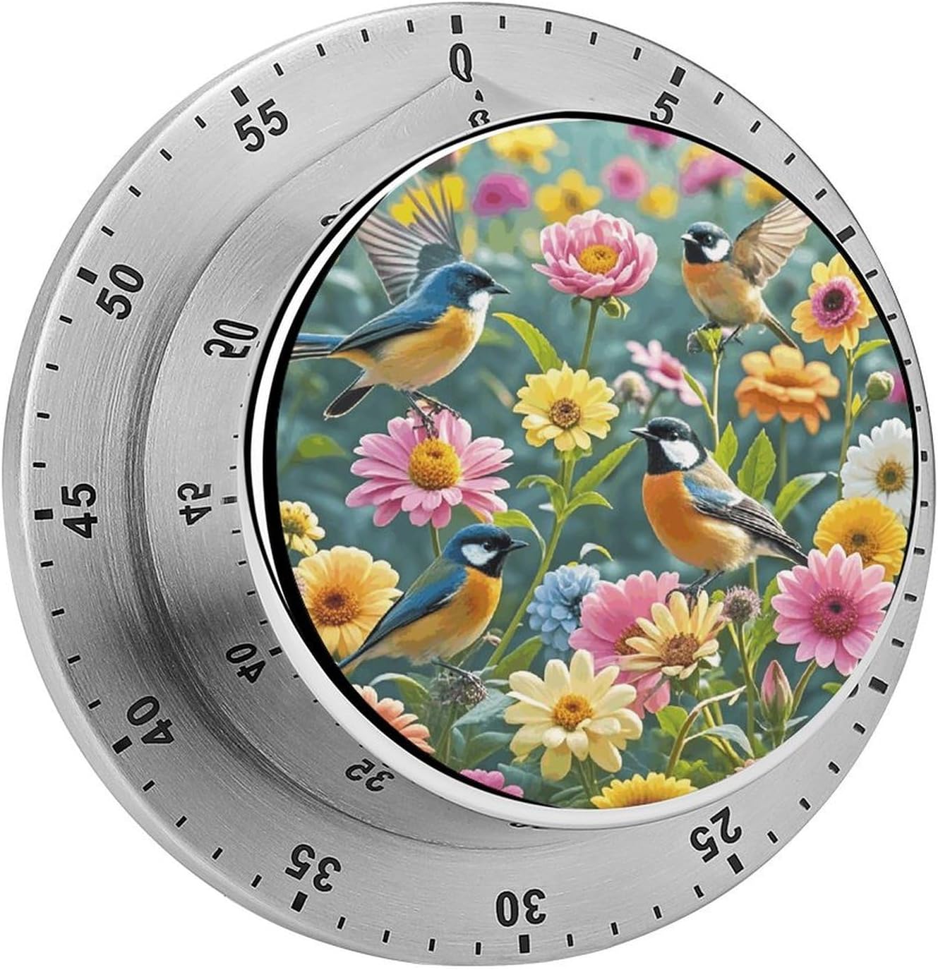 Garden with Birds and Flowers Timer Stainless Digital Visual Timer Exq