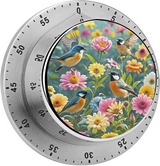 Garden with Birds and Flowers Timer Stainless Digital Visual Timer Exq