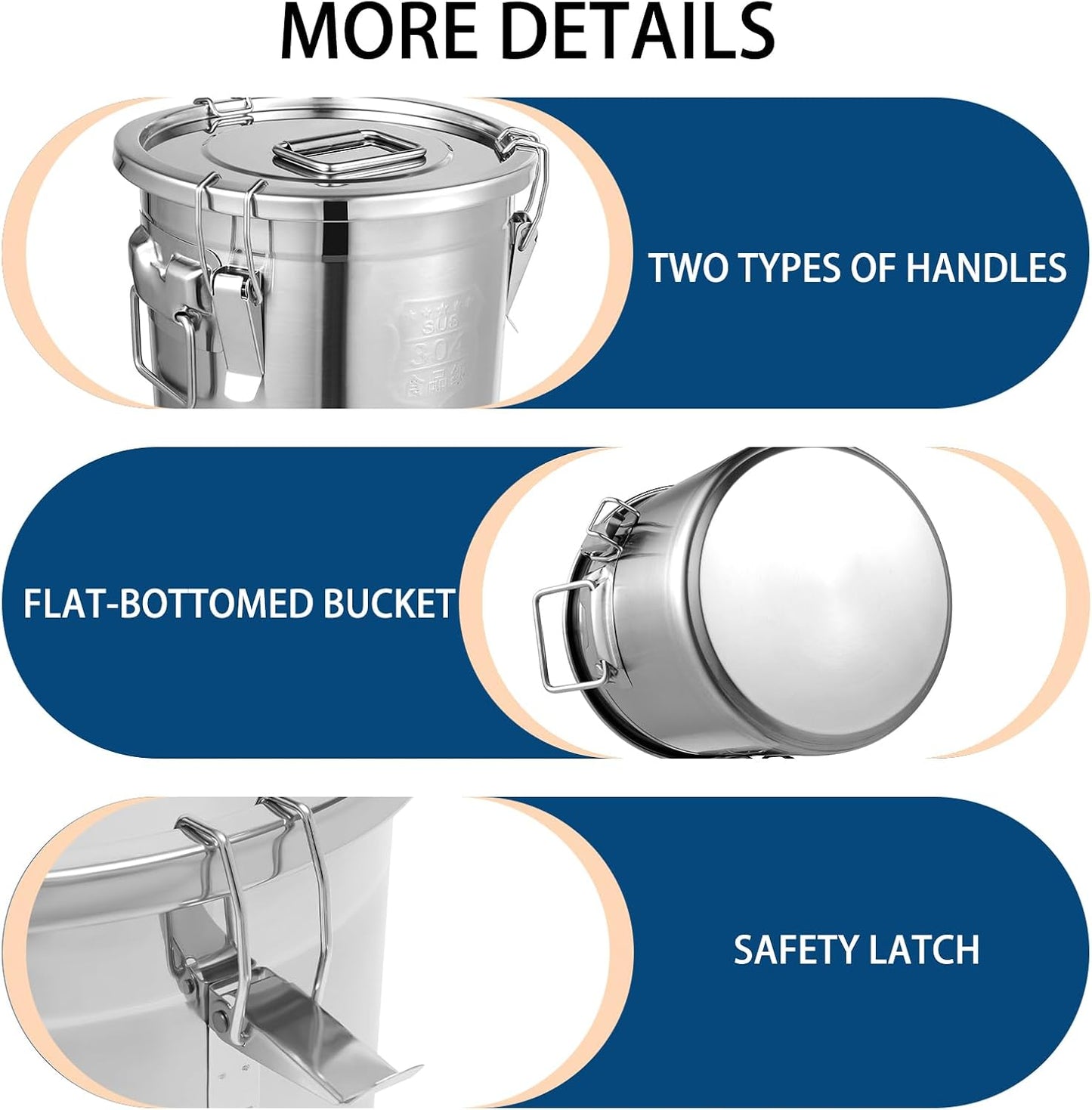 Stainless Steel Dog Food Storage Containers with Airtight Lid and Locking Clamp, Fits up to 12Lbs, Large Pet Food Storage Container Metal Pet Food Bin for Dogs, Cats & Birds Seed, Keep Fresh