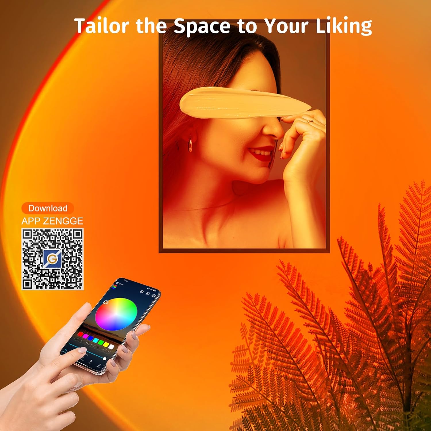 Sunset Lamp Projector with APP & Button Control, 360 Degree Rotation M