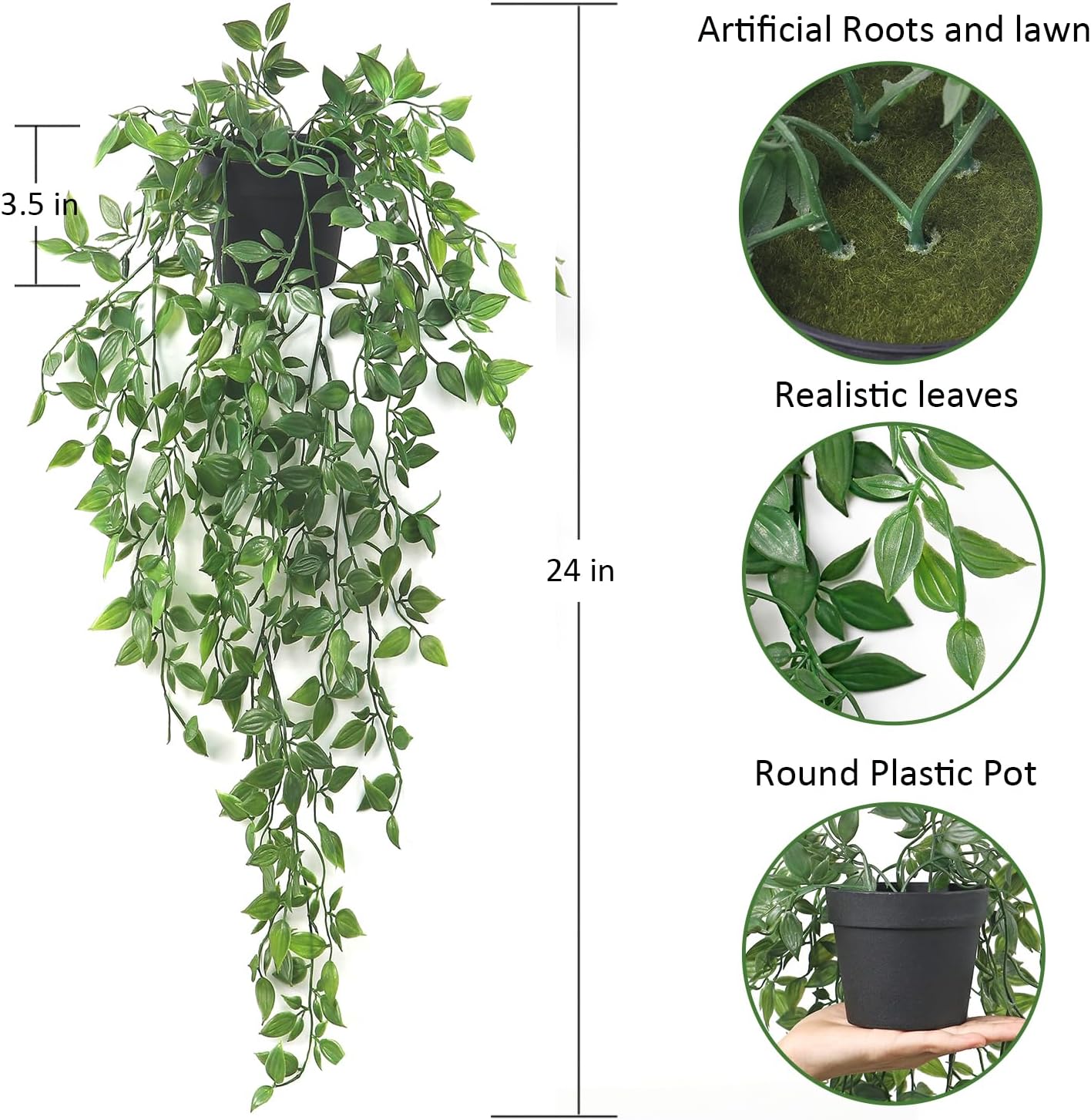 Artificial Hanging Plants,Small Potted Plants Mandala Vine Greenery with Planter for Office Living Room Bathroom Indoor Decor(2 Pcs)