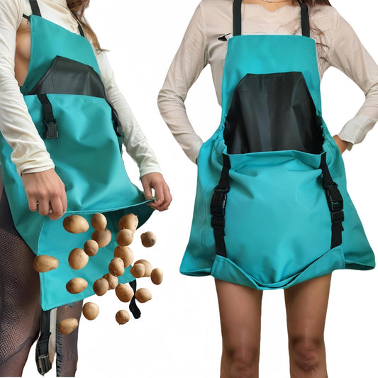 Gardening Aprons for Women and Men with Big Pockets - Picker Picking Tools for Harvesting, Green