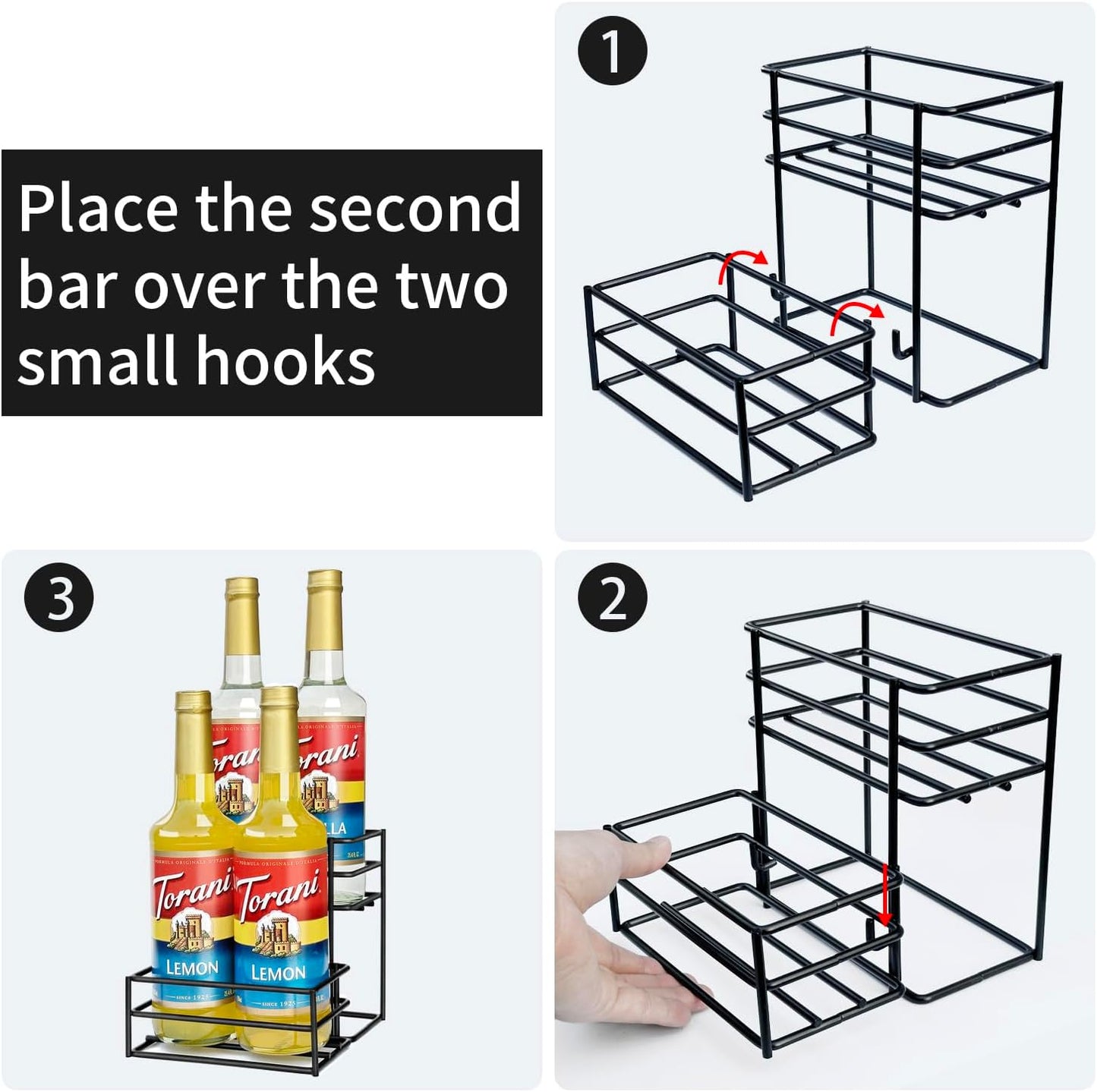 Coffee Syrup Rack (4 Bottle Capacity)，Coffee Syrup Organizer for Coffe