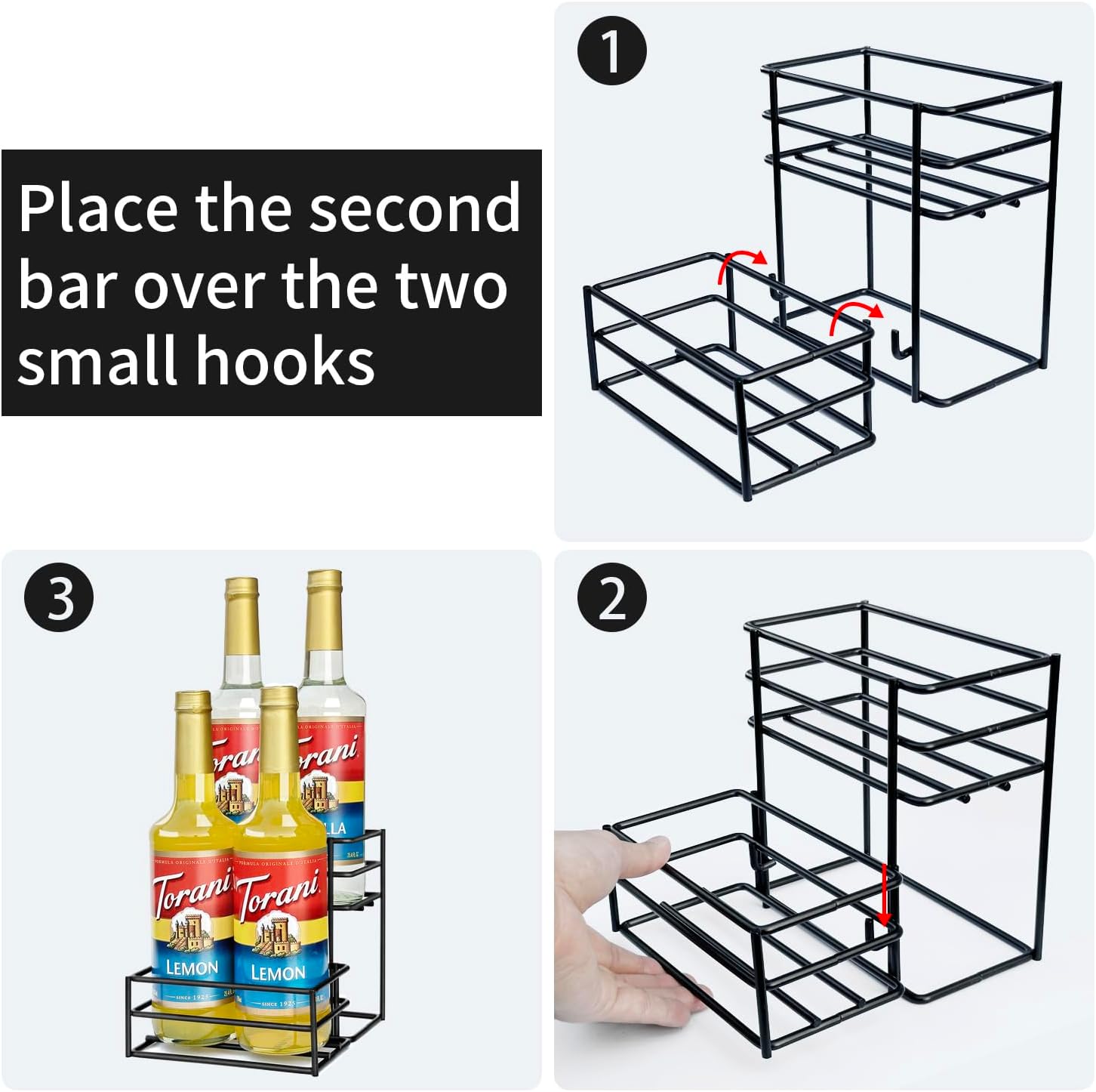 Coffee Syrup Rack (4 Bottle Capacity)，Coffee Syrup Organizer for Coffe