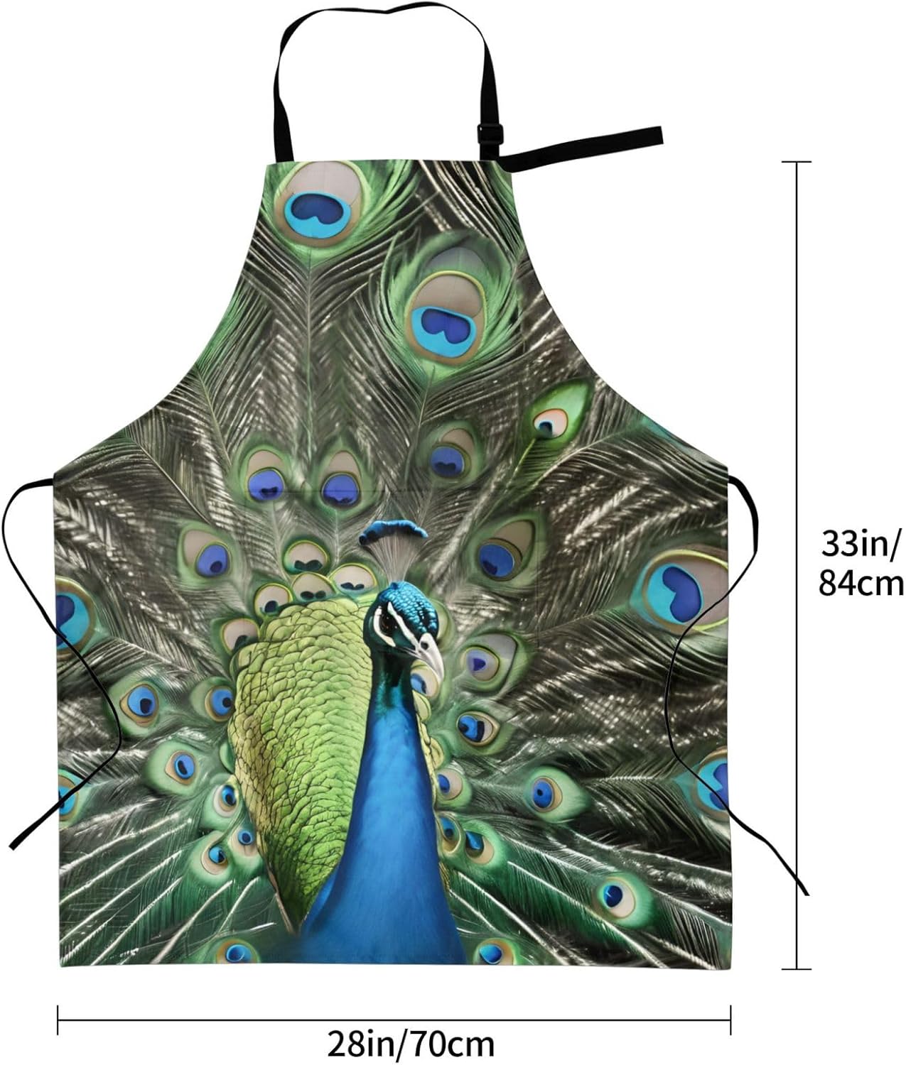 YANYU Fresh peacock Print 28x33 In Kitchen Apron Stylish Chef Apron with Pockets for Cooking Baking Painting