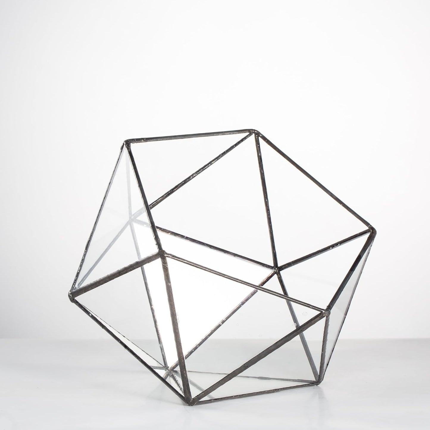 NCYP Opened Geometric Glass Terrarium, 6.69" Bowl Shape Planter for Succulent Plant Cacti, Indoor Balcony Irregular Decor, Garden Miniature Pot, Tabletop Centerpiece (No Plants)