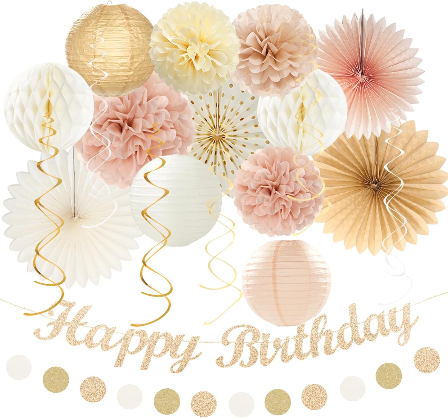 Champagne-Gold Beige Fall Boho Birthday Party-Decorations - 21pcs Autu
