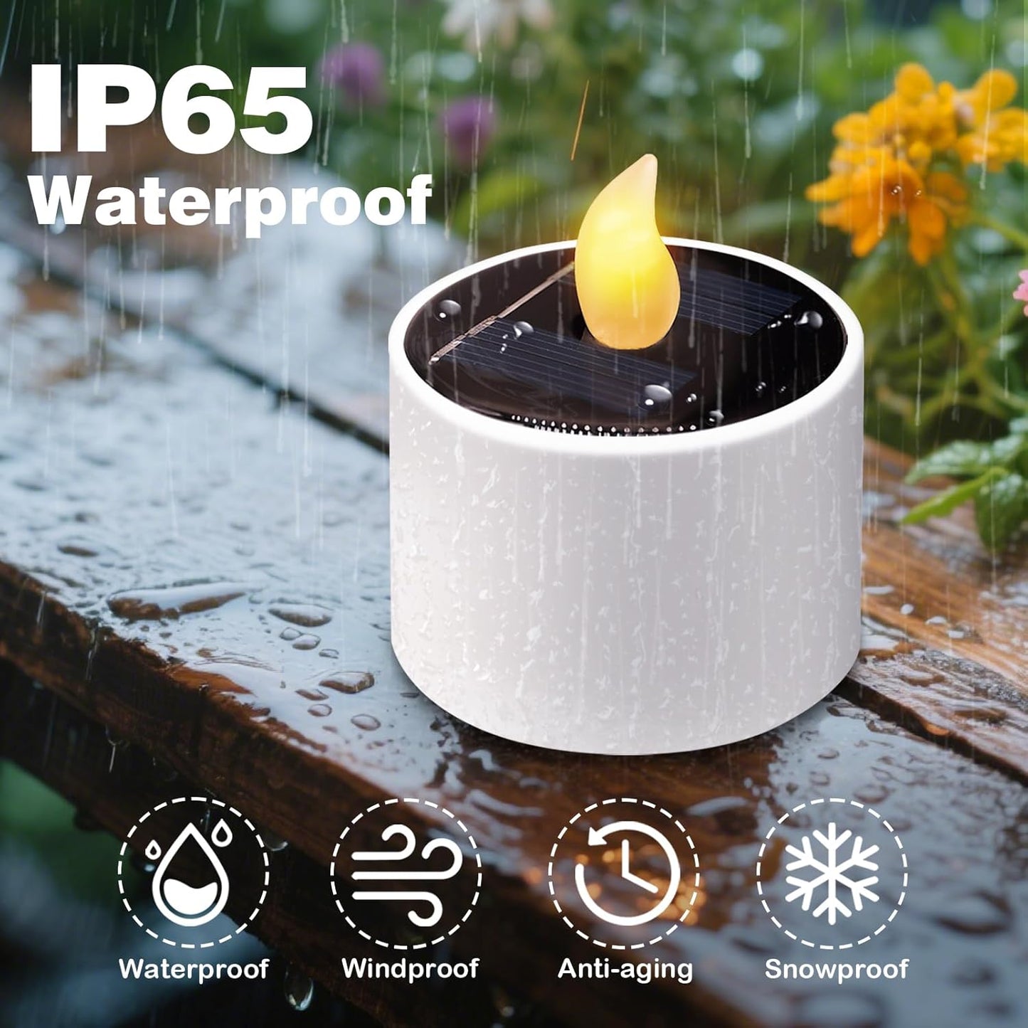 Solar Tea Lights Outdoor - 8 Pack Waterproof Rechargeable Dusk to Dawn Outdoor Lighting Flameless Flicker Reusable LED Solar Candles for Lanterns Camping Garden Home Decorations, 2.3''x2.1''