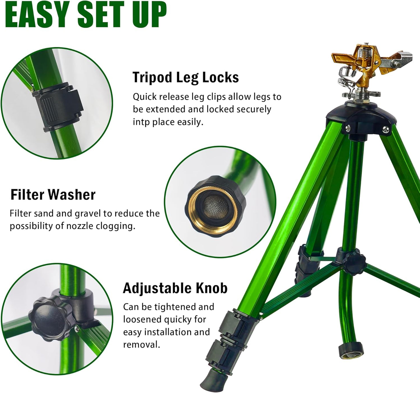 Impact Sprinkler on Tripod Base, Tripod Sprinklers with Brass Head, 36