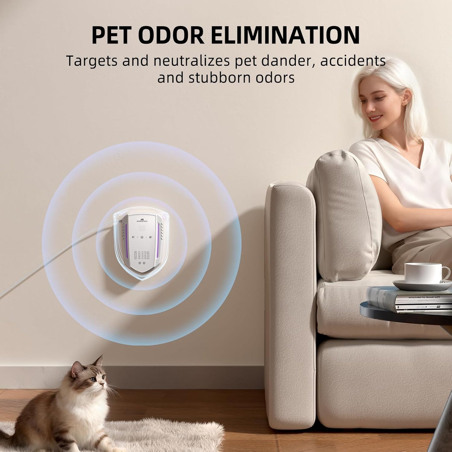 Cat Litter Deodorizer & Pet Odor Eliminator for Home, Ozone Air Purifi