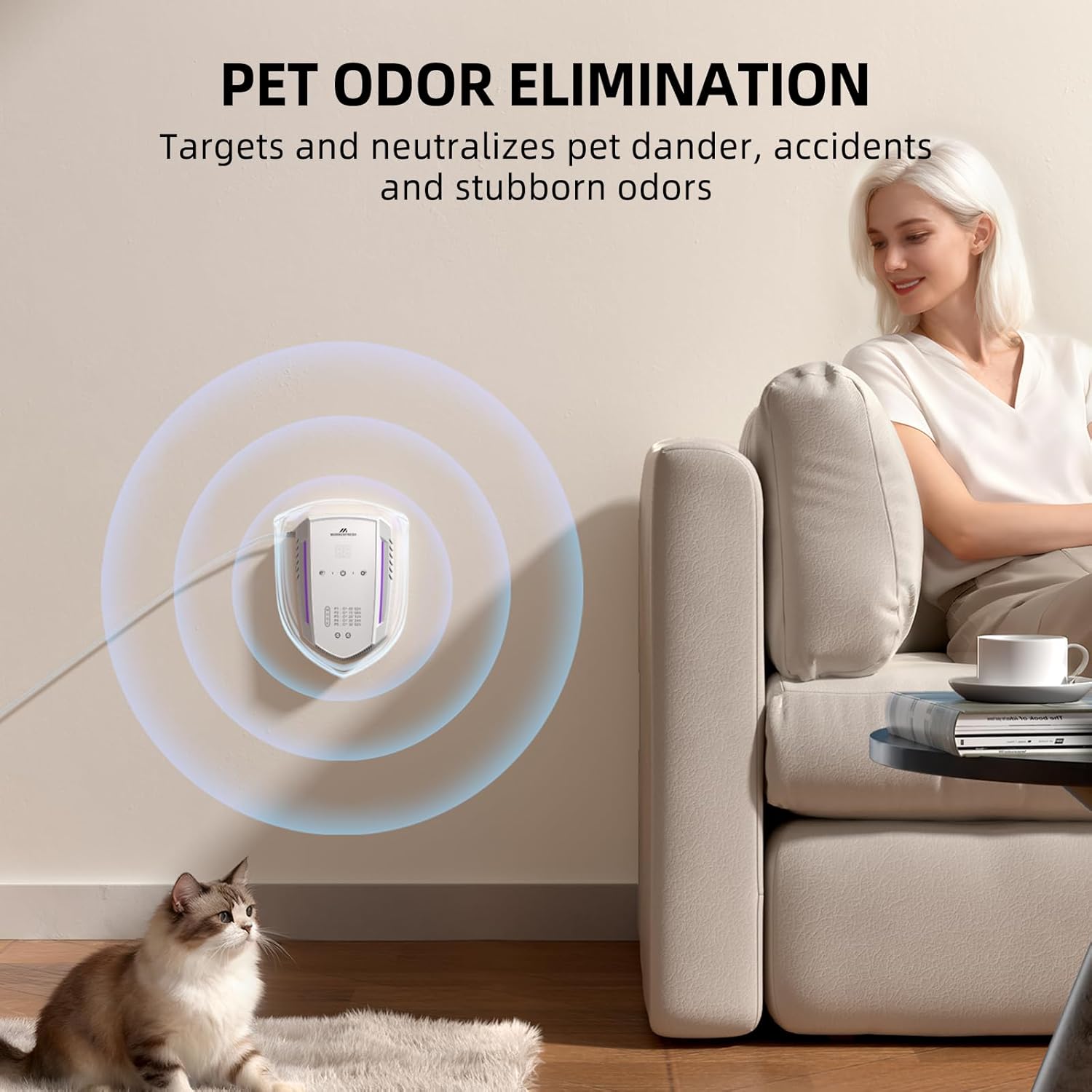 Cat Litter Deodorizer & Pet Odor Eliminator for Home, Ozone Air Purifi
