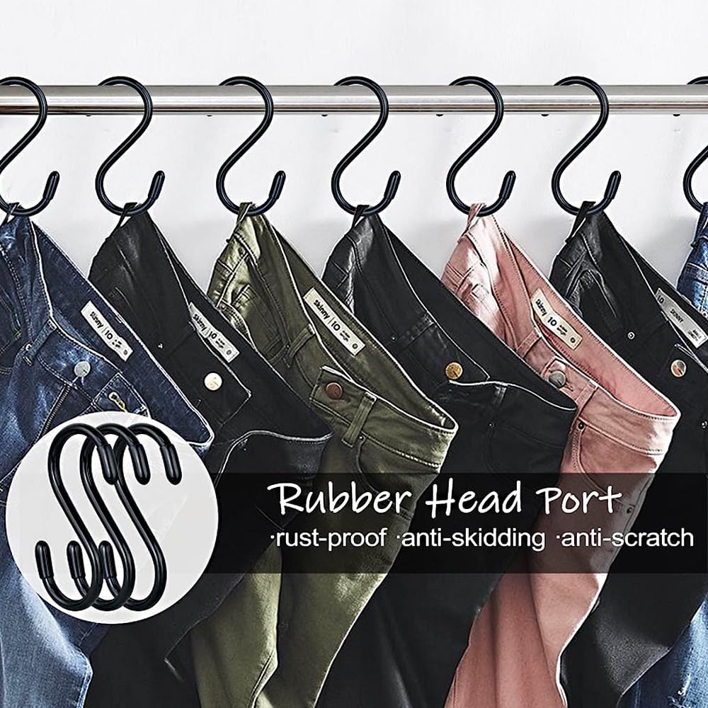 12 Pack 3-Inch Heavy Duty Vinyl Coated S Hooks for Hanging – Non-Slip,