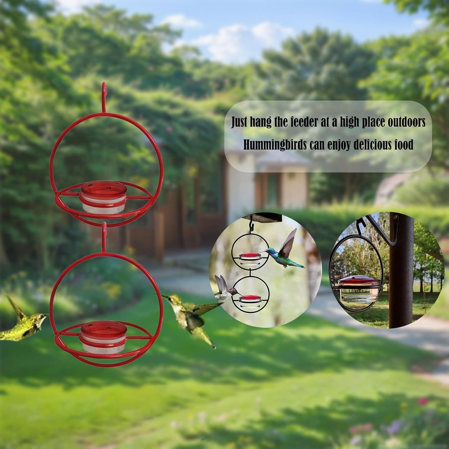 2025 New Model 3 Pack Humble Slim Hummingbird Feeder - Circular Leak-Resistant Design, Easy Clean & Fill, Outdoor Hanging Feeders for Garden, Backyard, Patio, Window (Red)
