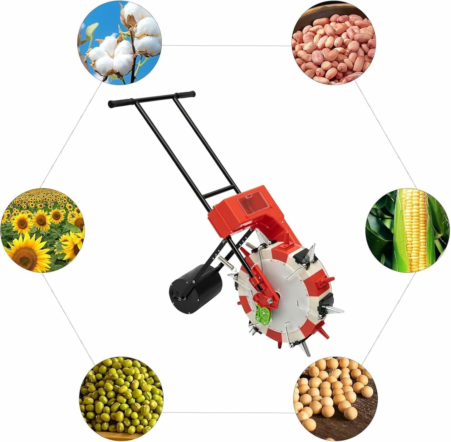 Manual Seed Planter Machine (10 Ports), Hand-Push Roller Seeder, Push Garden Seeder Agricultural Seeds Dispenser for Corn Soybean