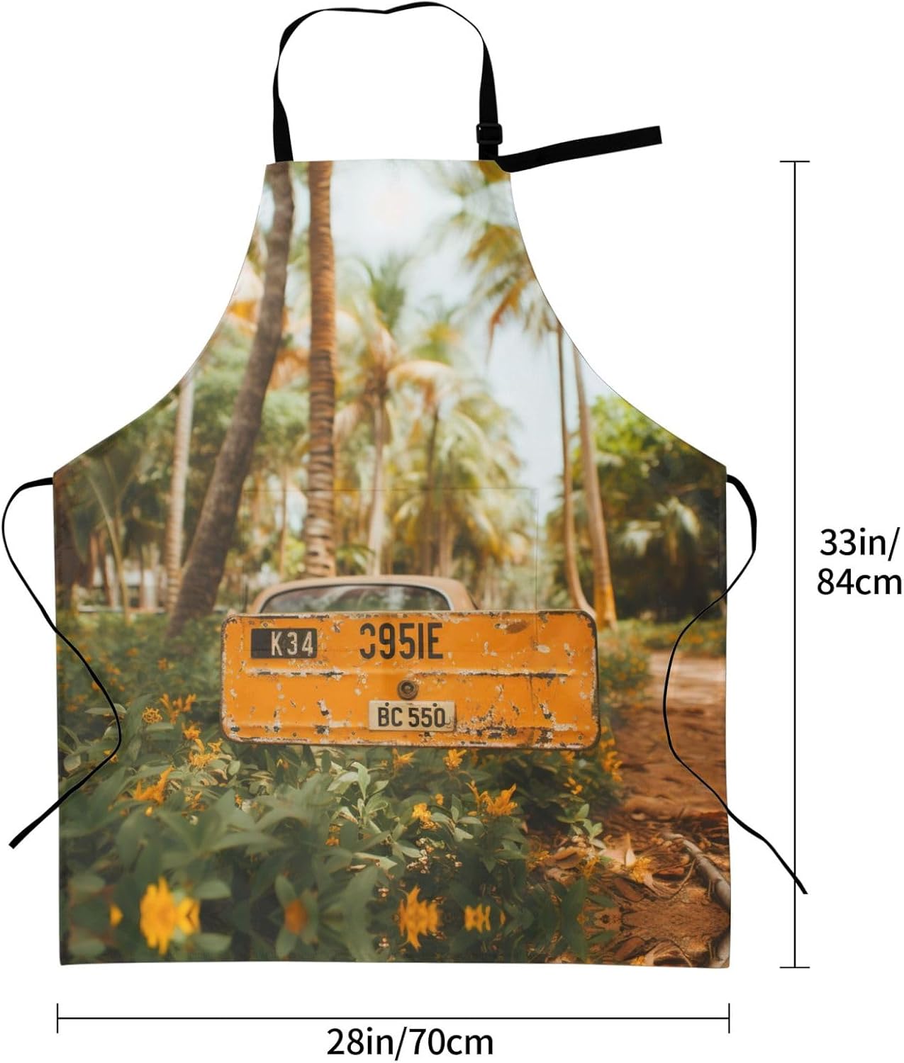 Old License Plate print Waterproof apron with pocket adjustable cooking apron for adult kitchen bibs to bake