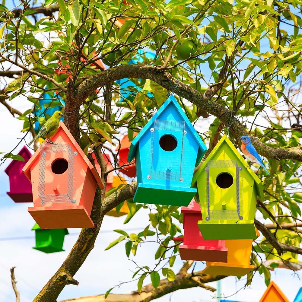Bluebird House Protector Guards - 2 Pcs Bird House Wire Entrance Guard - Metal Bird House Hole Protector for Eastern Bluebird Houses & Their Bird Babies Safe