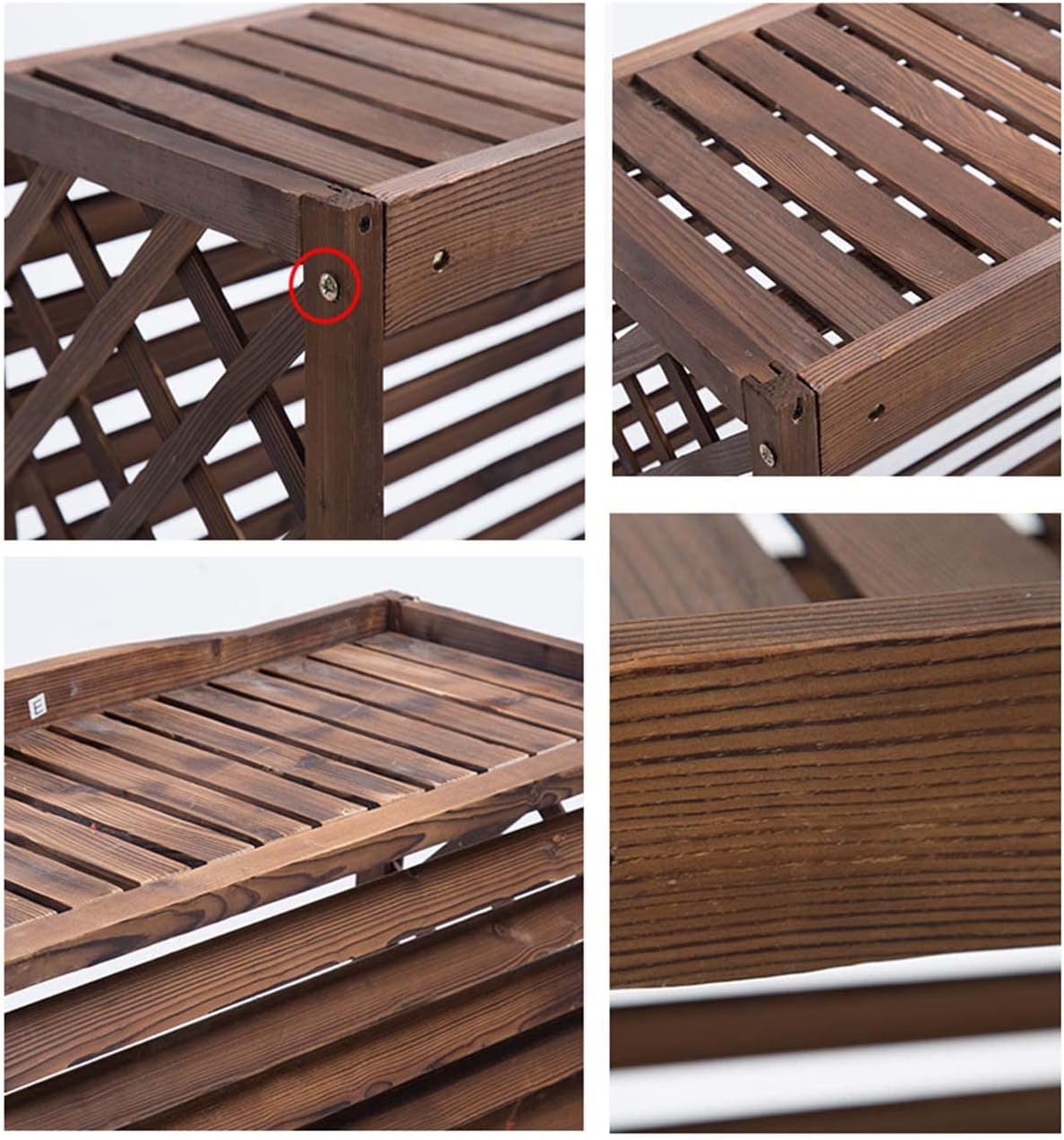 Wooden Air Conditioner Cover Plant Stand Indoor Outdoor Flower Rack for Balcony Display Anti Theft Fence Screen to Conceal Outside Unit Durable and Stylish Rack
