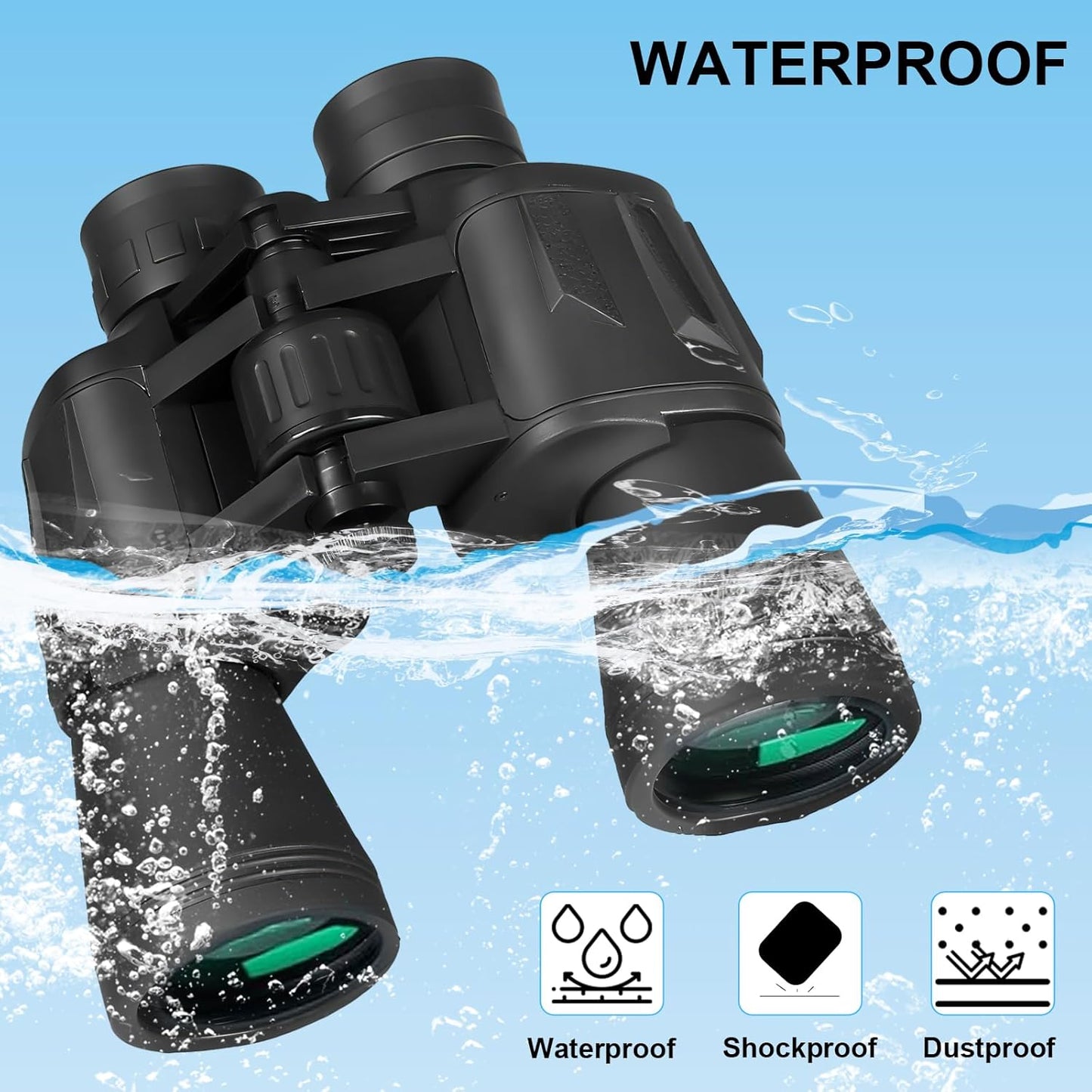 20x50 Binoculars for Adults, HD High-Powered Binoculars, Non-Slip Grip, Waterproof, Shockproof, Low-Light Vision for Bird Watching, Hunting, Traveling, and Sightseeing