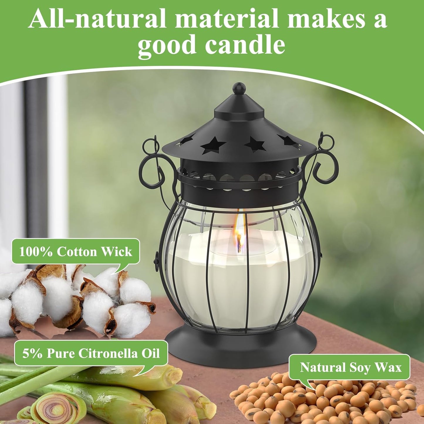 Citronella Candles Outdoor, 2 x 6oz Scented Candles with Vintage Metal