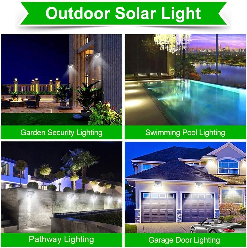 Wall Light Solar Light Outdoor Solar Lamp with Motion Solar LED Light Waterproof Sunlight Powered for Garden Decoration (Size : 4 Piece 102 LEDs) (1 Piece 100 LEDs)