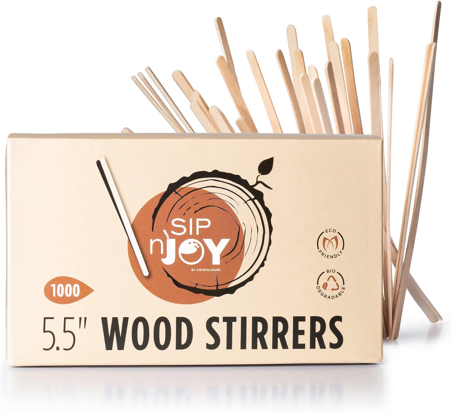Wood Coffee Stirrers Stir Sticks - 1,000 Biodegradable Disposable Wood