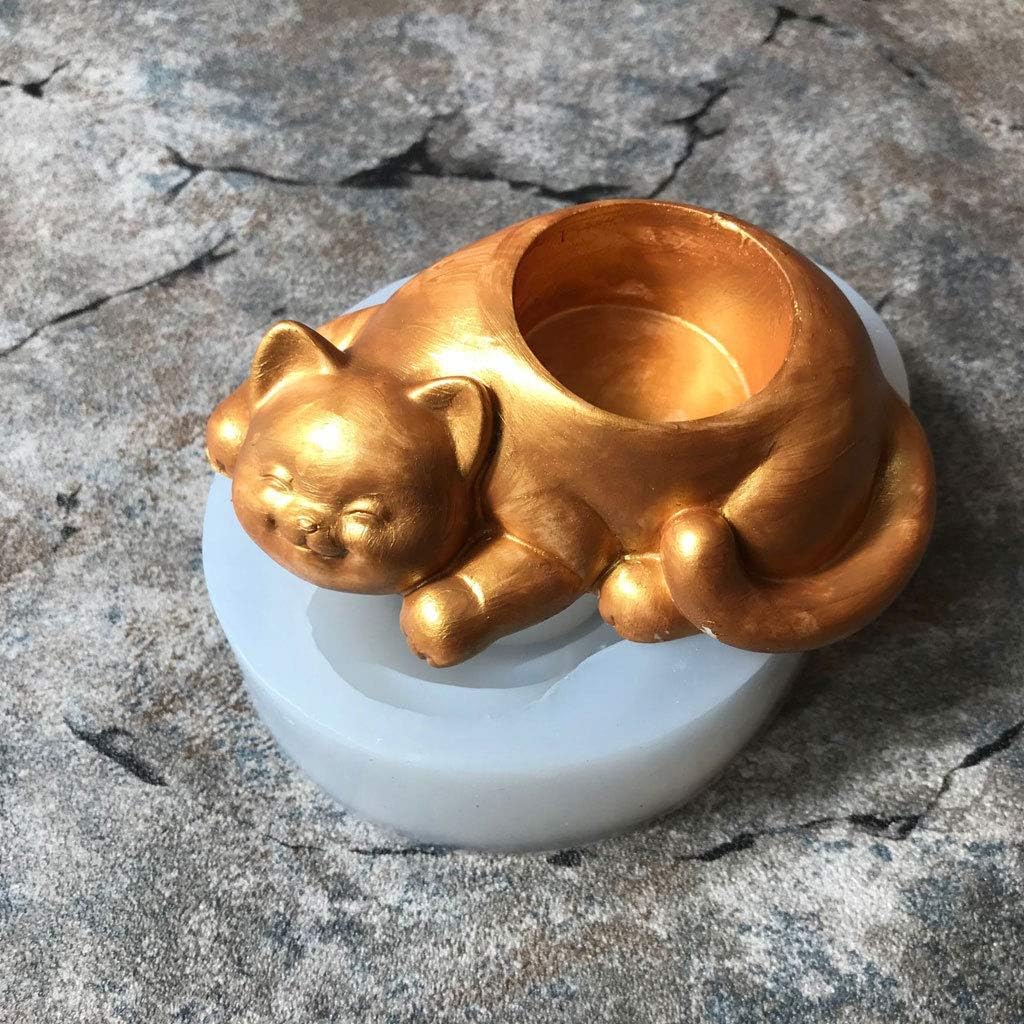 angwang Mold,Cat Shape Silicone Flower Pot Mold DIY Cactus Succulent P
