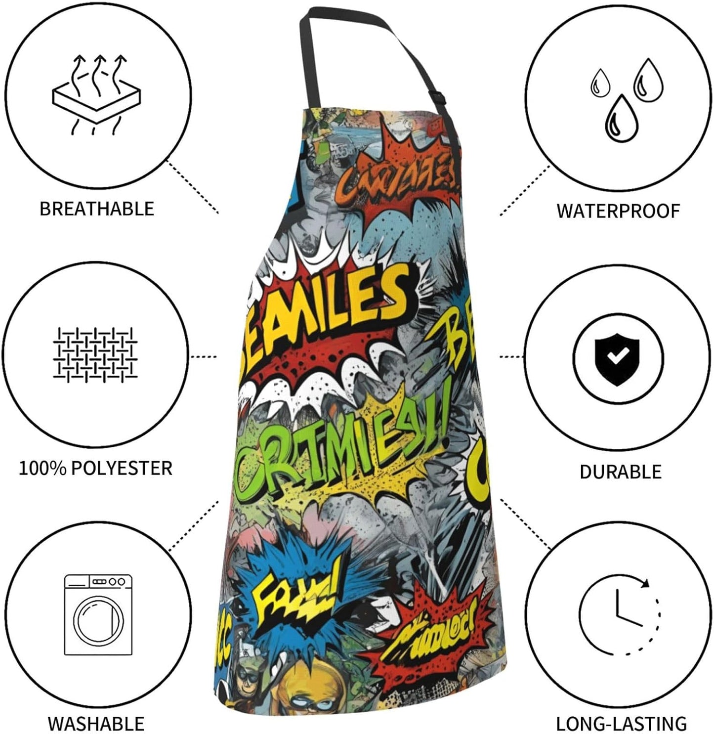 YANYU comic art Print 28x33 In Kitchen Apron Stylish Chef Apron with P