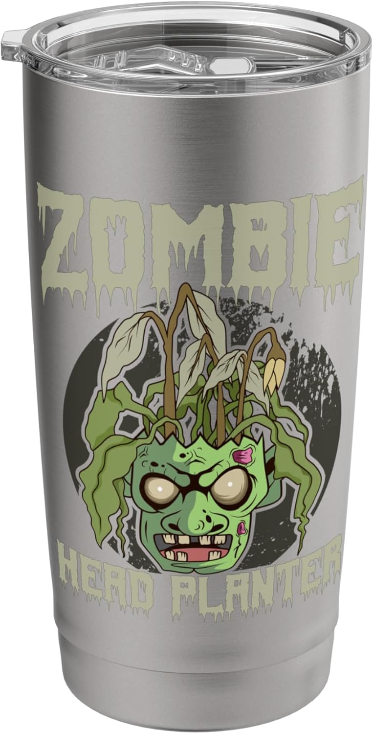 Zombie Head Planter Pot Garden Gardening Halloween Stainless Steel Insulated Tumbler