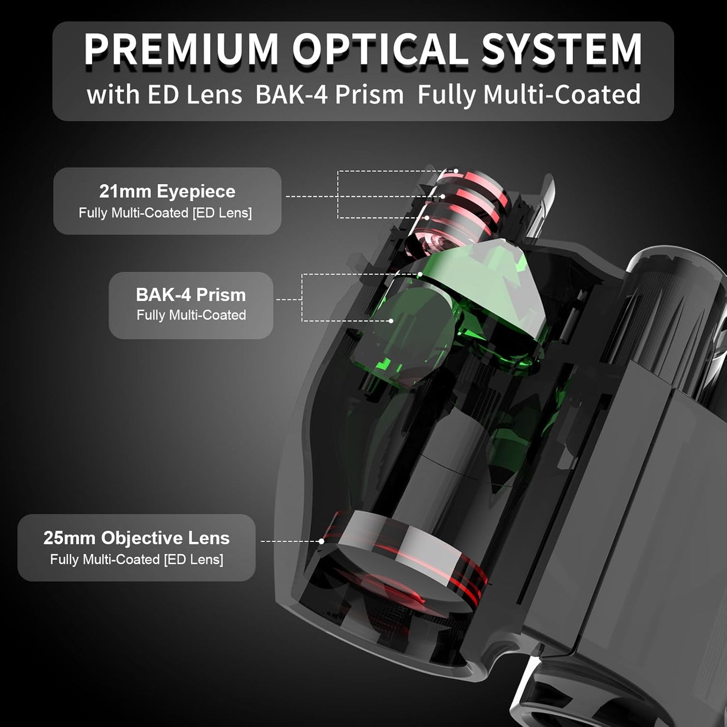 6x25 Compact Binoculars, Mini Pocket Small Portable Size 9.5° Wide Angle Field of View 21mm Large Eyepiece ED Glasses Bak-4 Prism Professional HD for Adults Travel Sports Cruise Birding Opera