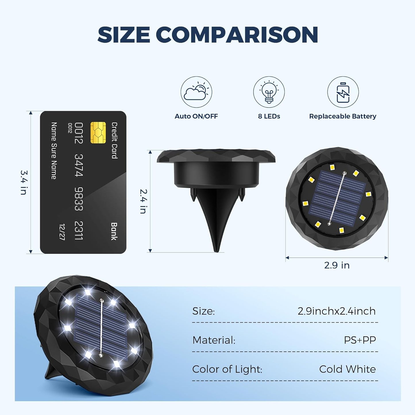 SOLPEX Mini Solar Ground Lights, 12 Pack Solar Lights Outdoor Waterpro