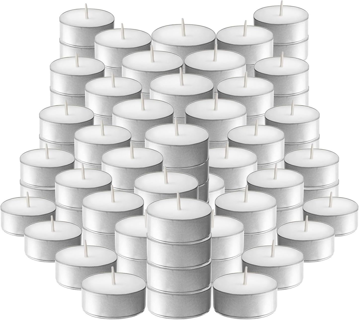 L'ner Tea Light Candles – Set of 100 Unscented Tea Lights – Burns Aprx. 4 Hours – Party & Ambience Candles – Restaurant Decorations