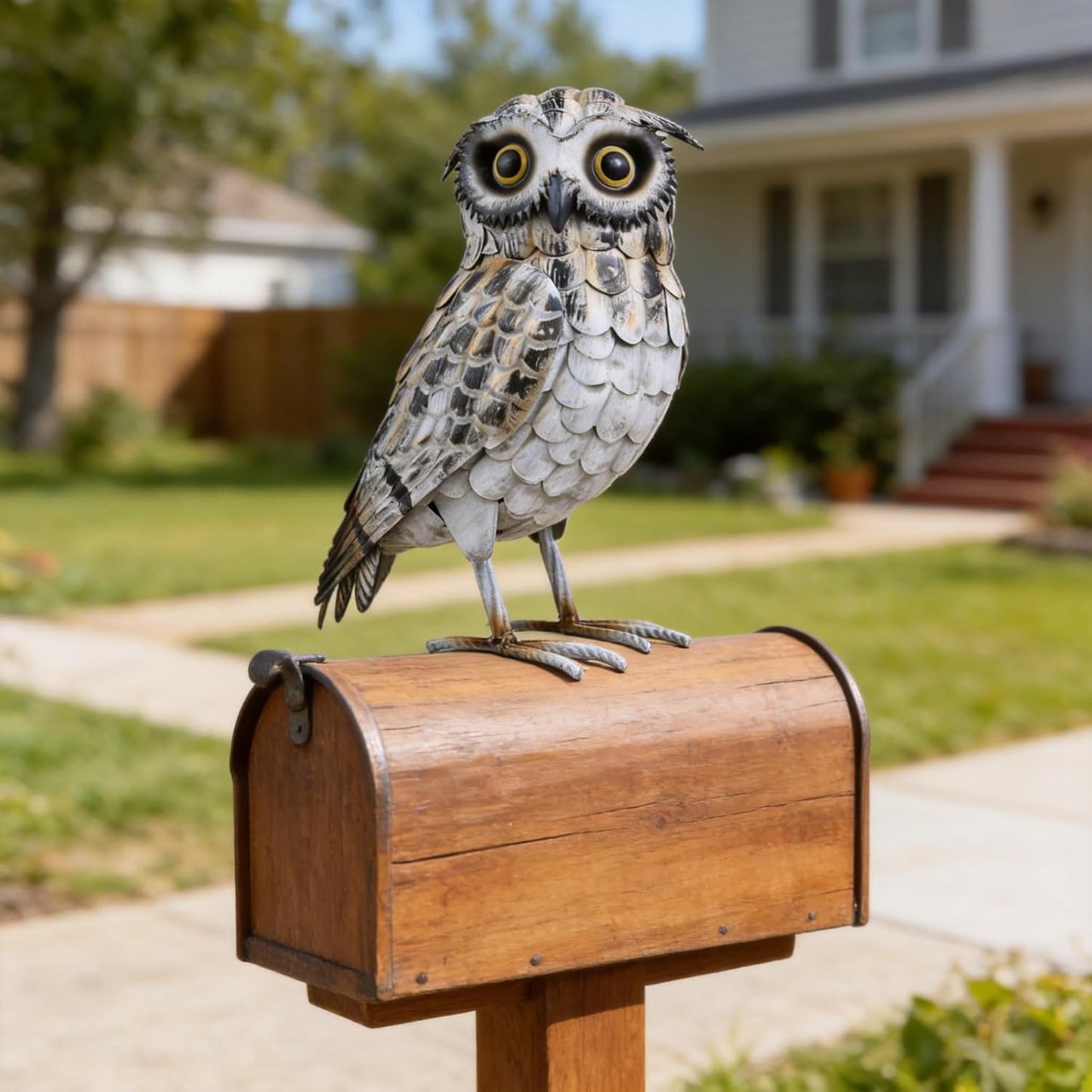 Shorayn Metal Owl Decor Garden Statue Outdoor Sculpture Yard Art for Patio Lawn Backyard Home Decoration Great Gifts