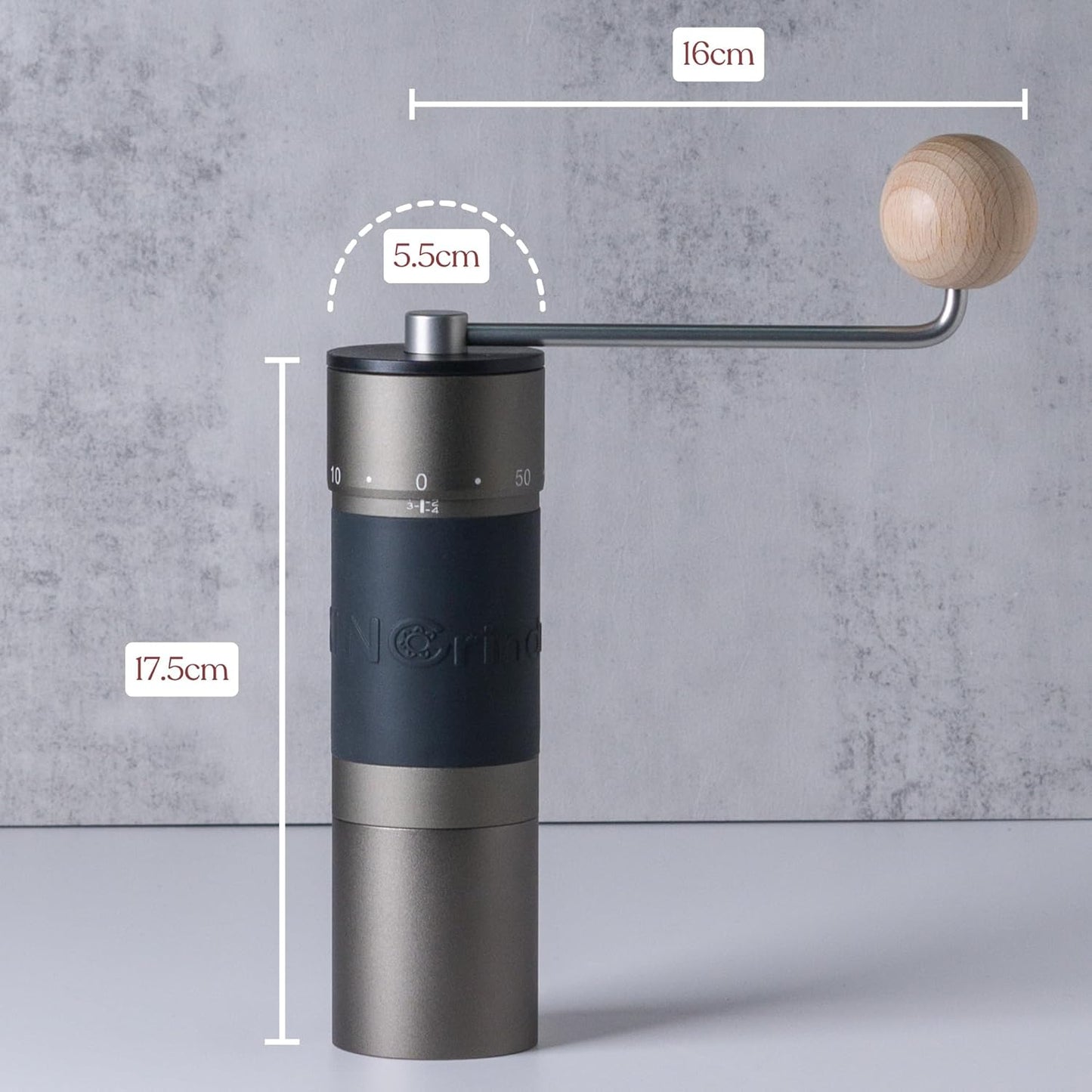 【Iron Gray】KINGrinder K6 Manual Hand Coffee Grinder with Straight Handle for French Press, Drip, Espresso with Assembly Consistency Stainless Steel Conical Burr Mill, 25-35g Capacity