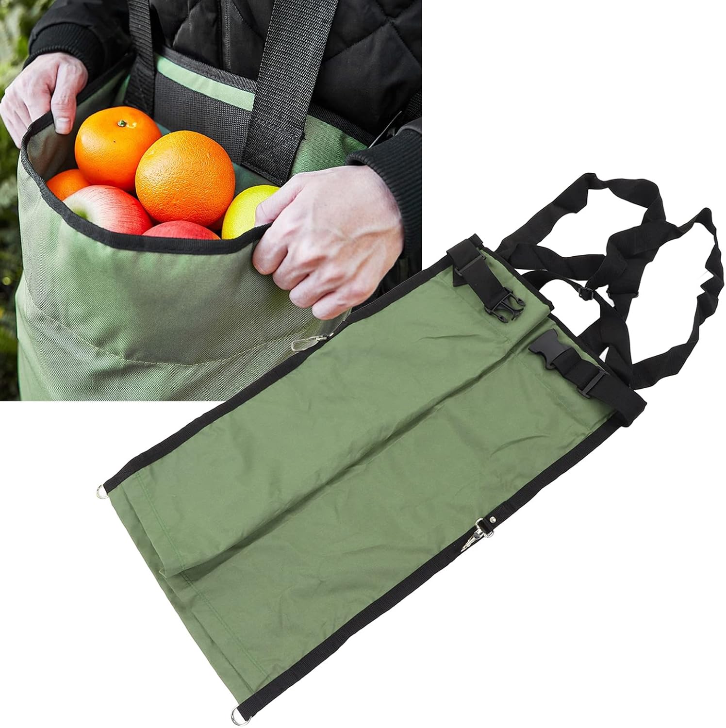 Double-Loop Harvesting Bag, Fruit Picking Apron for Garden, Orchard an