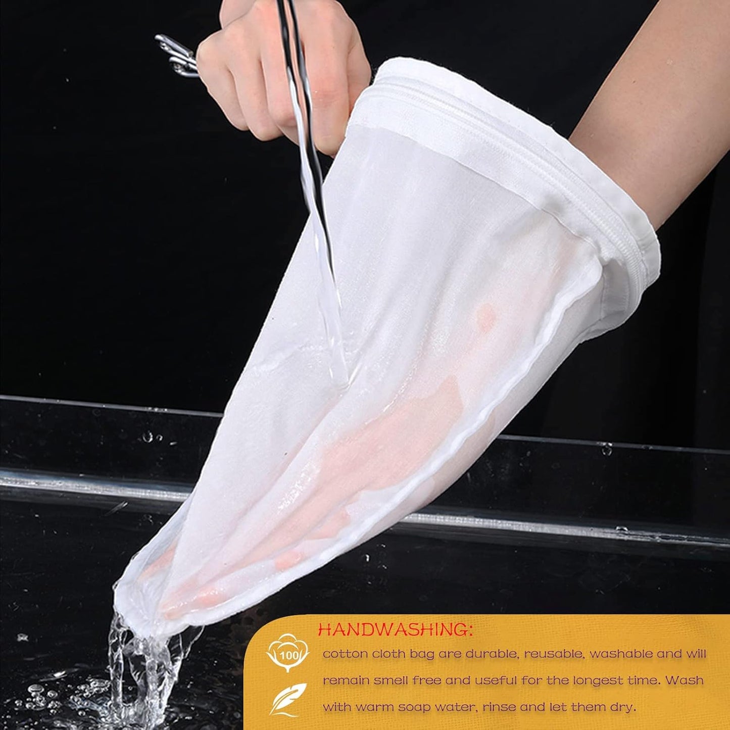 WMKGG Ultra Fine Mesh Strainer Bags, Reusable Mesh Filter Bags with St