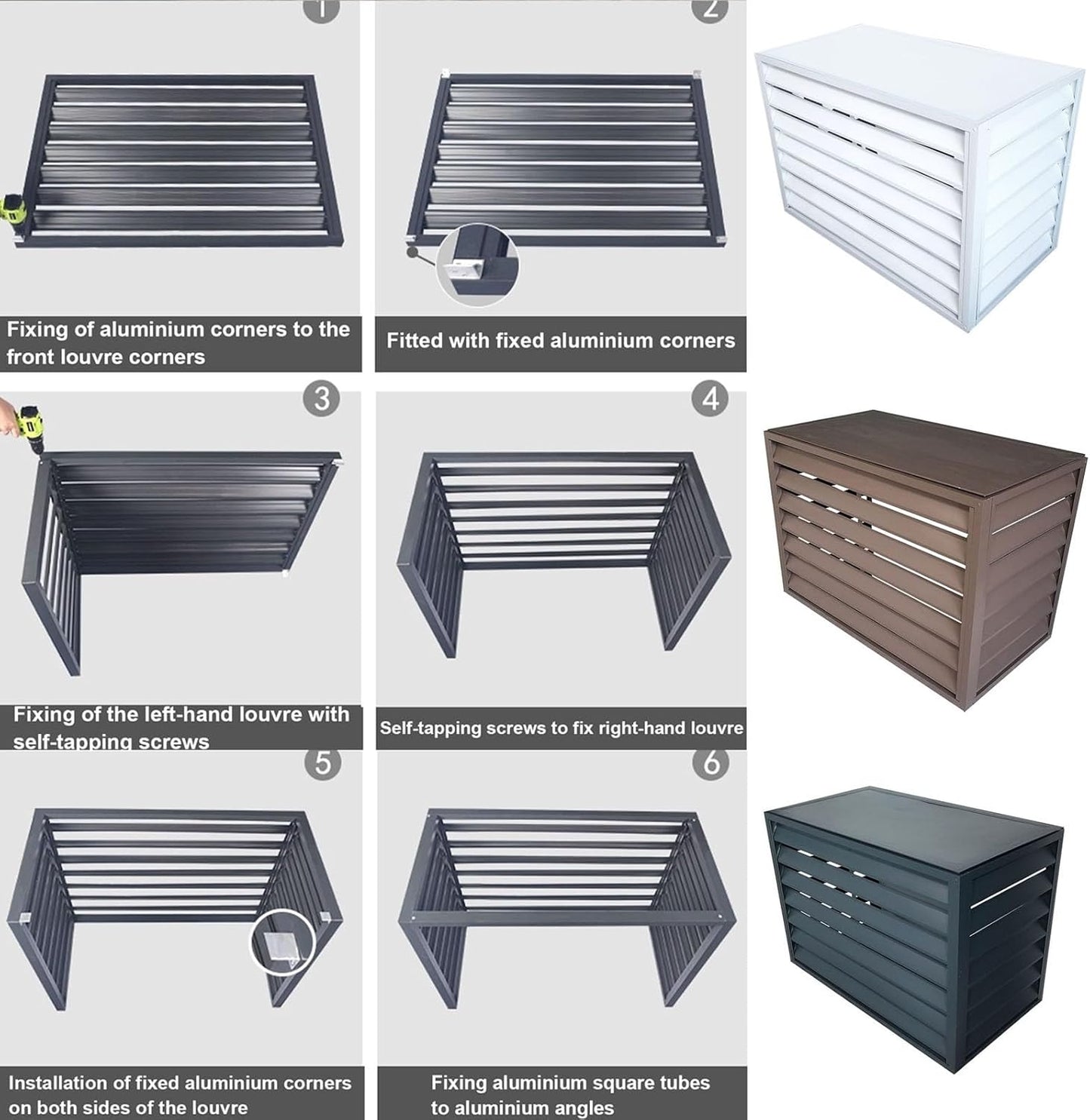 TqertrtfxaAluminum Air Conditioner and Heat Pump Cover,Mini Split Air Conditioner Cover for Outside Units,Shelf Plant Stand,Outdoor AC Unit Cover,Noise Reduction,Suitable for Outdoor(Color:White Flat