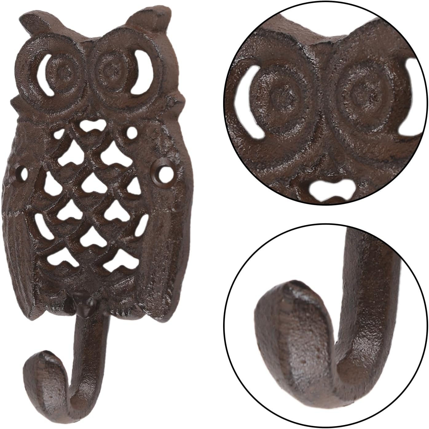 BRASSTAR Cast Iron Owl Shaped Coat Hook Wall Mounted Retro Hanger for Hanging Coats, Bags, Hats, Towels, Keys, Tools, Home Farmhouse Garden Decor (1)