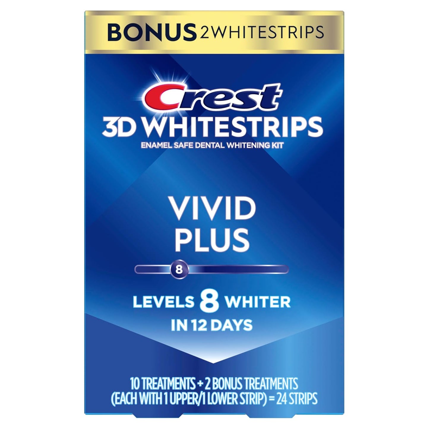 Crest 3D Whitestrips Vivid Plus, Teeth Whitening Strip Kit, 10 Treatme