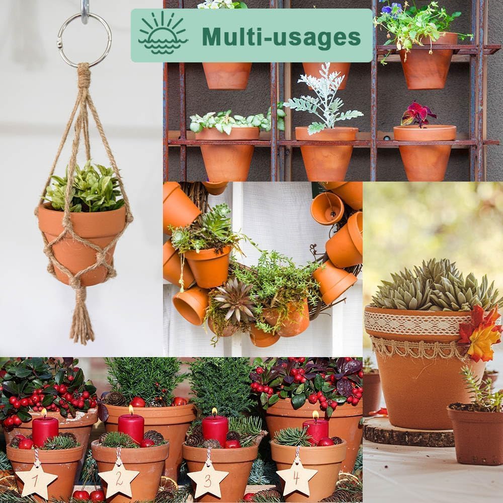 vensovo 6 Inch Terracotta & Clay Pots for Plant with Saucer - 4 Pack M