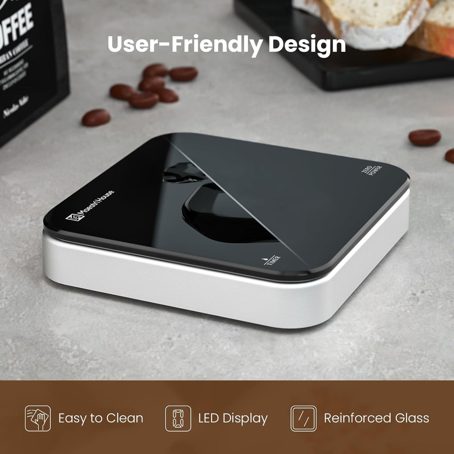 Maestri House Mini Coffee Scale with Timer, USB-C Rechargeable Espress