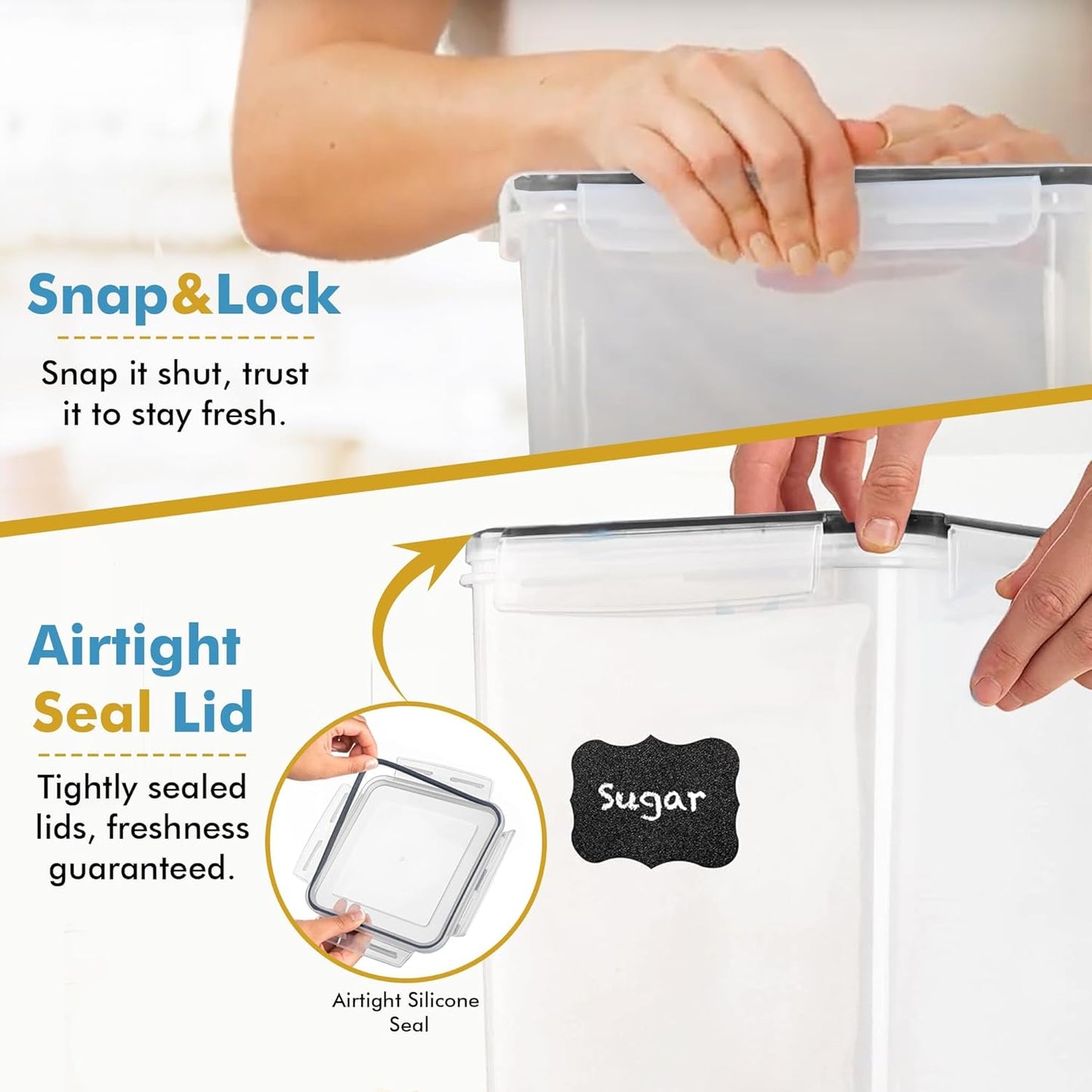 Shazo 2 PC (9.5L | 321 Oz) Extra Large Bulk Food Storage Containers wi