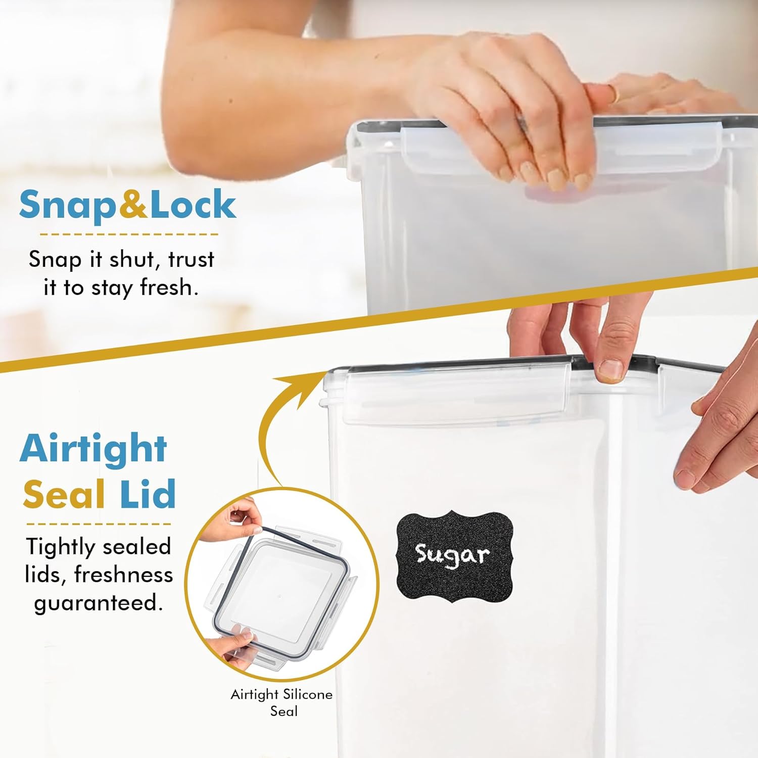 Shazo 2 PC (9.5L | 321 Oz) Extra Large Bulk Food Storage Containers wi
