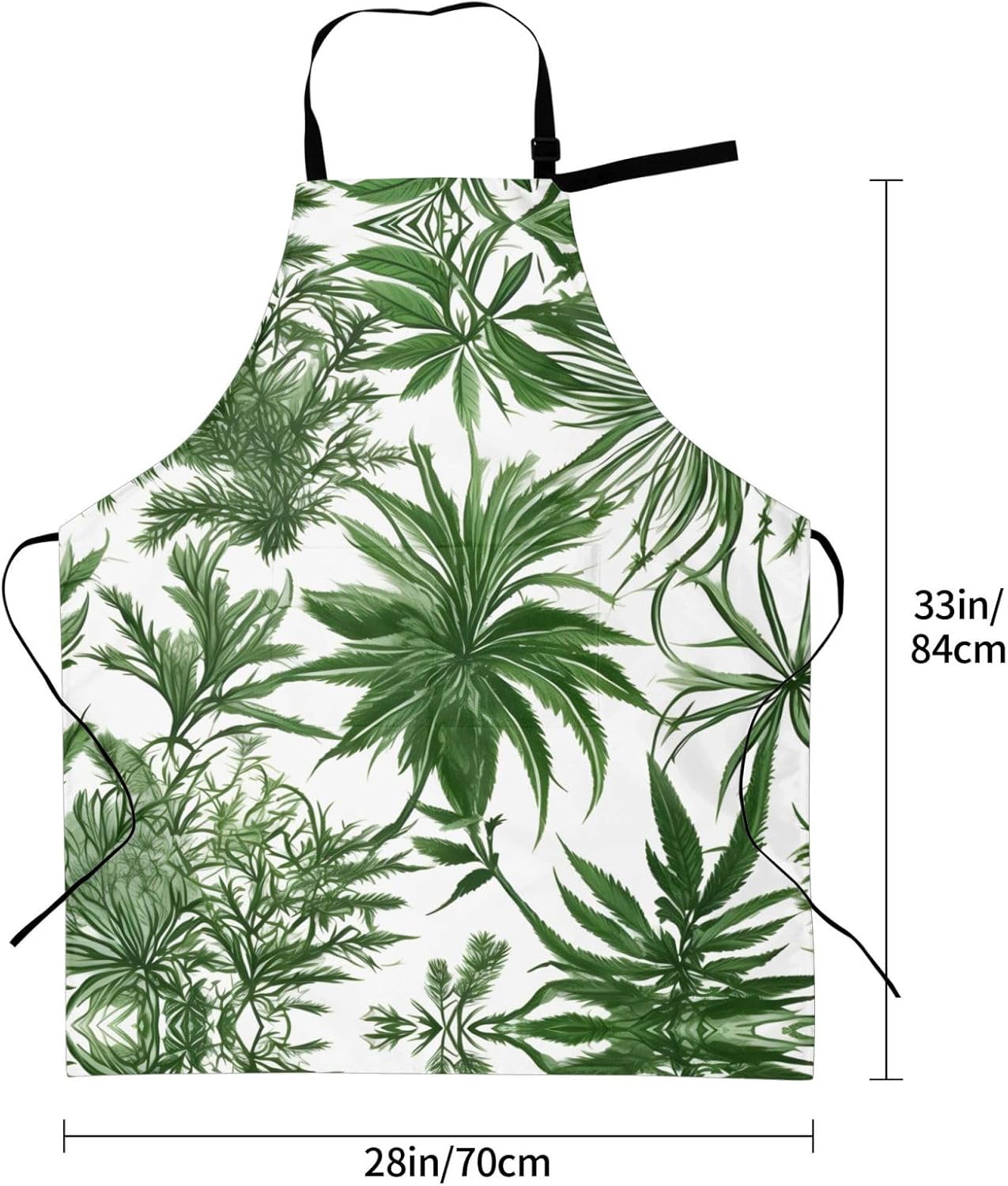 Flowering Herbs and Herbaceous Plants print Waterproof apron with pocket adjustable cooking apron for adult kitchen bibs to bake