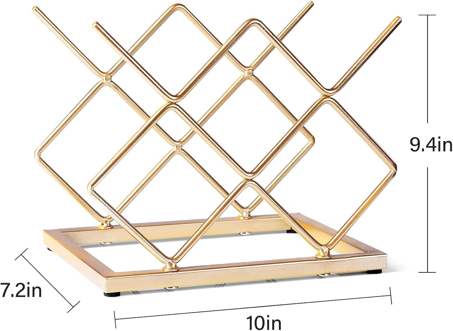 Countertop Wine Rack - 5 Bottle Freestanding Modern Gold Metal Small W