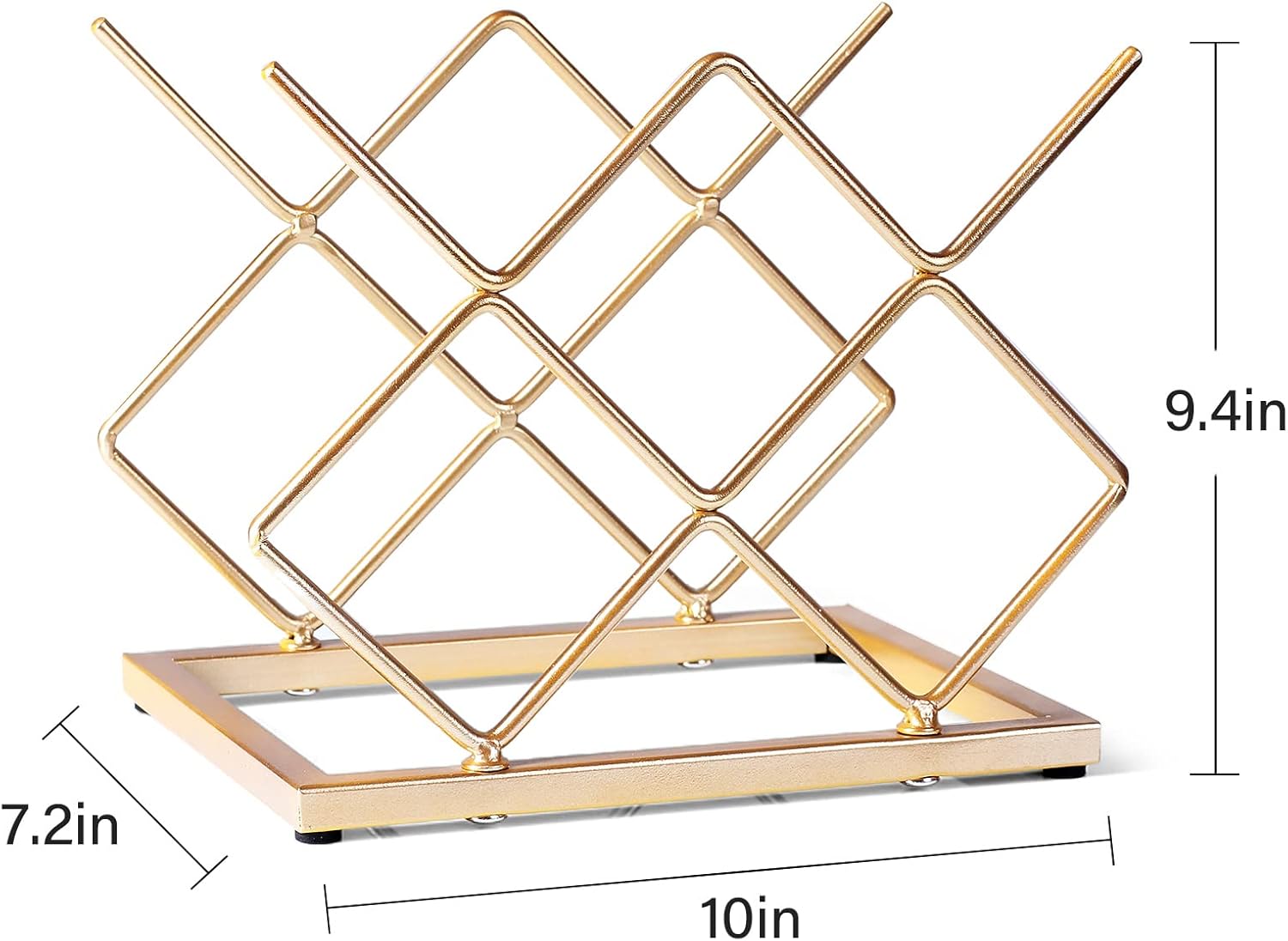 Countertop Wine Rack - 5 Bottle Freestanding Modern Gold Metal Small W