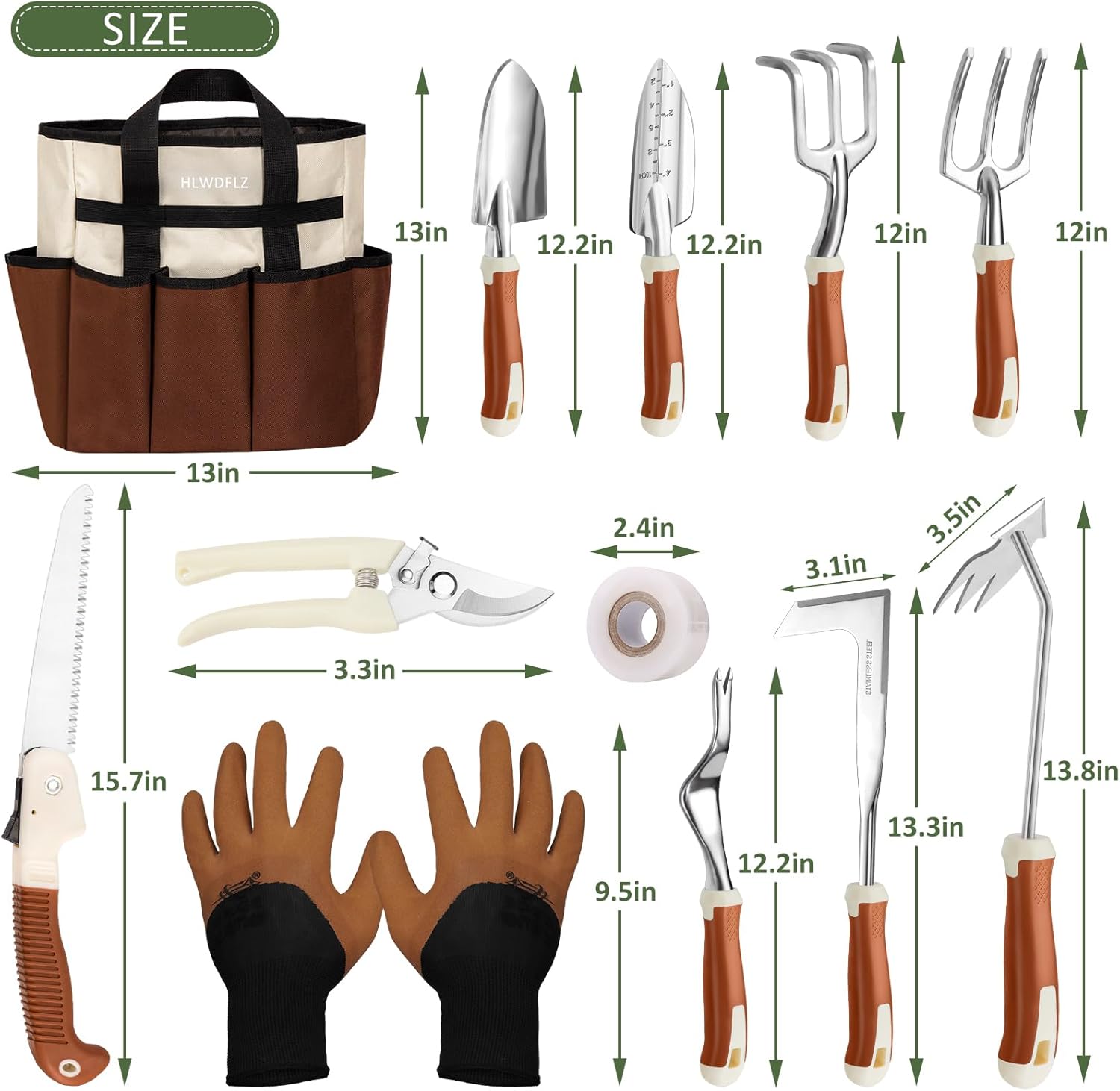 Garden Tool Set, 12 Pcs Heavy Duty Floral Gardening Tools Kit with Gar