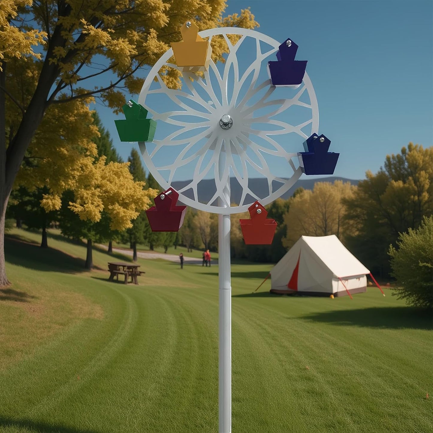 Rotating Ferris Wheel Bird Feeder Stainless Steel Garden Decorative Wi