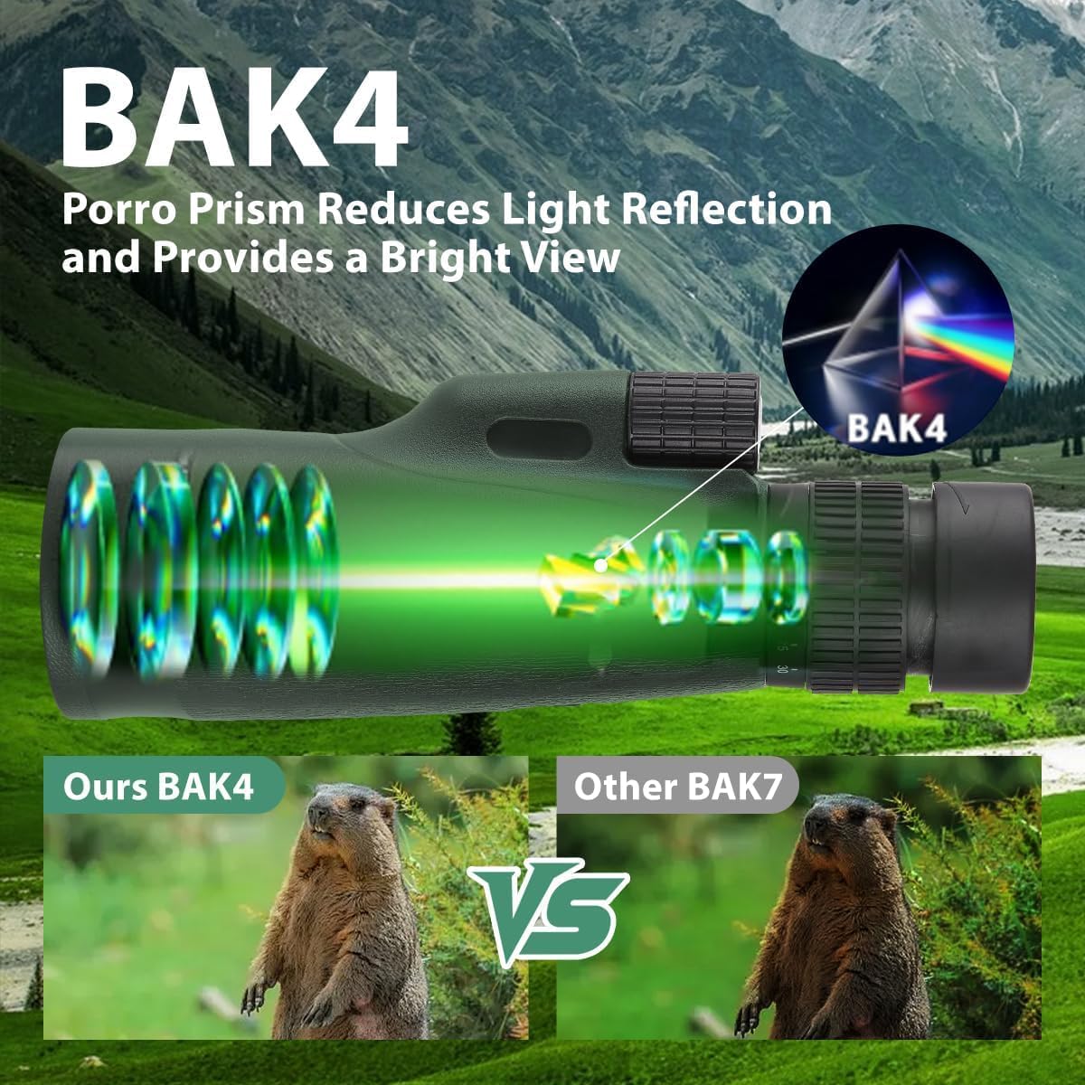 Monocular Telescope 80 x 100 High Powered Monoculars for Adults with Tripod, Monocular for Smartphone Suitable for Bird Watching Larger Vision Monoculars for Adults with BAK4 Prism & FMC Lens Green