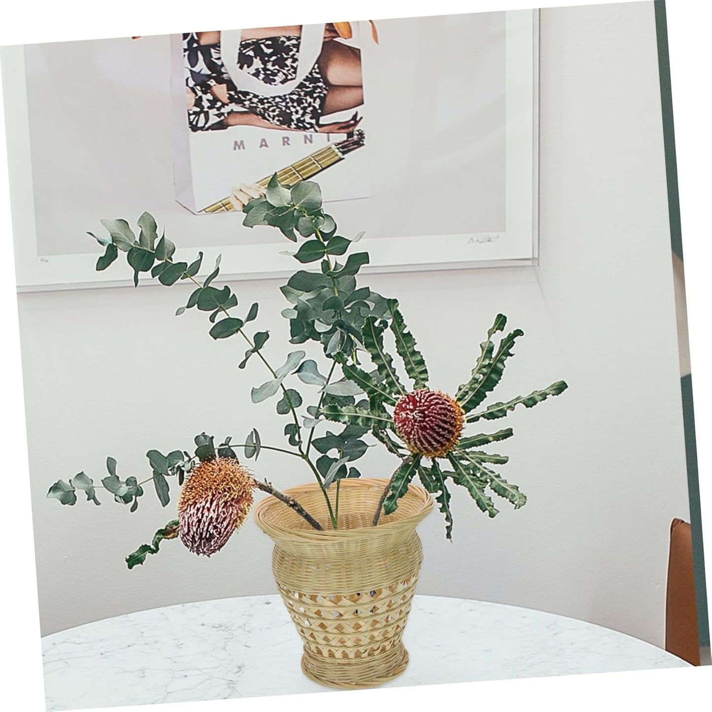 PRETYZOOM Woven Bamboo Flowerpot Natural Flowerpot for Dried Flowers C